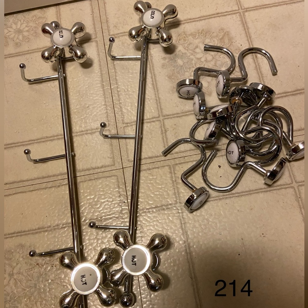 Vintage Faucet Handle Wall Hooks / shower curtain hooks